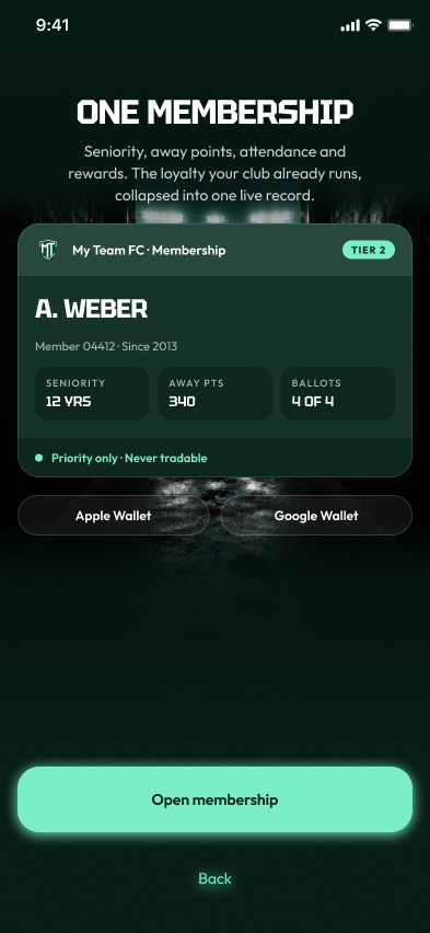 The MY TEAM app: one membership with seniority, away points and ballots