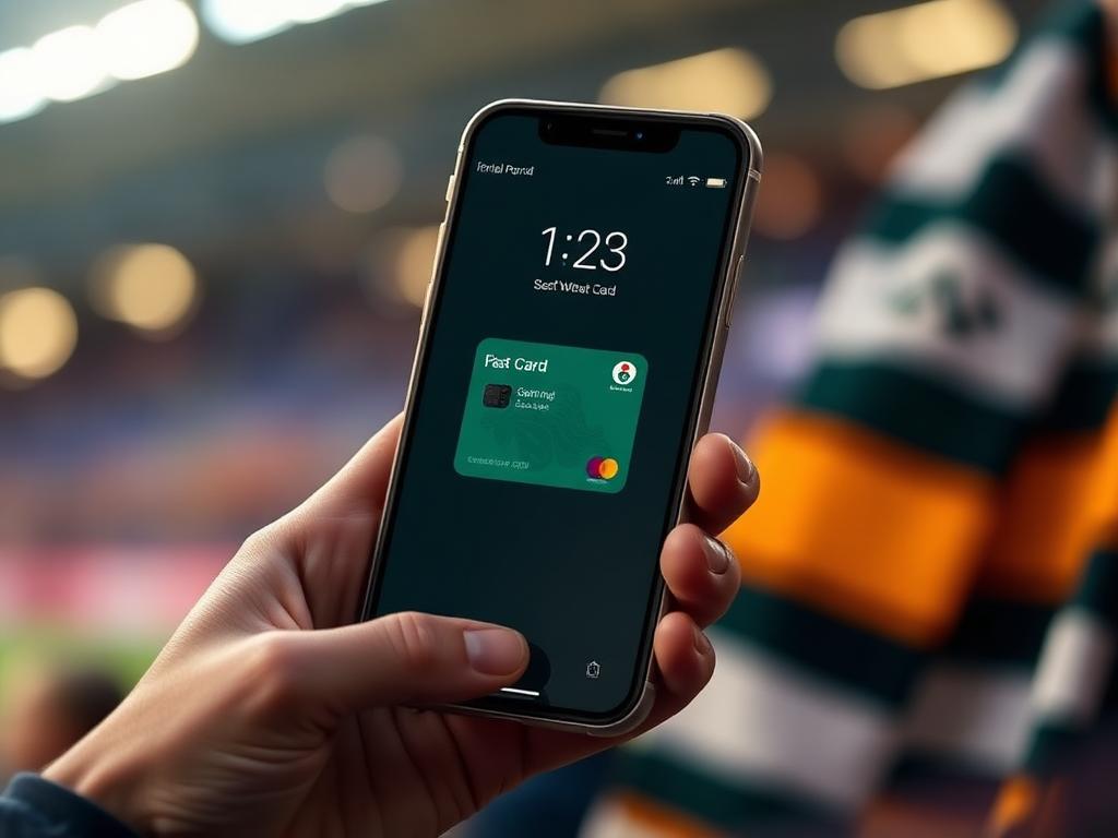 A supporter's phone showing a wallet pass for the match